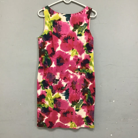 Ann Taylor Pink Floral Midi Shift Dress