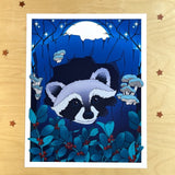 Rachel Feirman "Raccoon & Wintergreen" 8x10 Digital Art Print