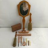 Vintage 12pc Brown Lucite Vanity Set