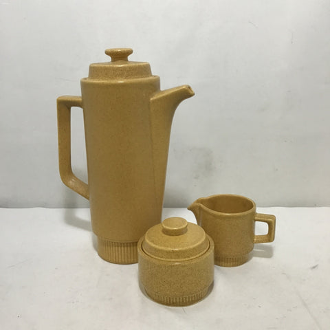 3pc Vintage Pfaltzgraff Yellow Ceramic Coffee Serving Set