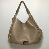 Bebe Tan Faux Leather "Colette" Triple Entry Hobo Shoulder Tote Bag