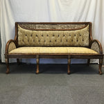 Modern Gold Upholstered & Off-White Resin Settee