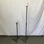 Pair of Black Metal Adjustable-Height Speaker Stands