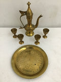 6pc Vintage Solid Brass Miniature Turkish Coffee Set