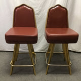 Pair of MCM Gasser Chair Co. Red Counter Height Casino Swivel Bar Stools