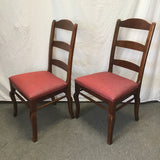 Set of 2 Vintage Farmhouse Solid Cherry Ladderback Dining Chairs