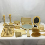 29pc Vintage Yellow Plastic Vanity Set