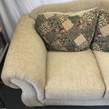 Modern Tan Upholstered Roll-Arm Loveseat