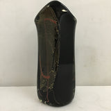 Vintage 1992 Signed The Glass Eye Studio Black & Gold Vase