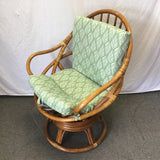 Vintage Boho Rattan Swivel Accent Chair