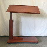 Modern Cherry Veneer Rolling Tilt-Top Side Table
