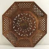 Vintage MCM Solid Teak & Brass Inlay Centerpiece Bowl