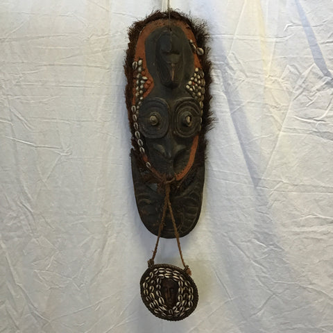 Vintage Wood, Shell, & Fiber Wall Hanging Mask