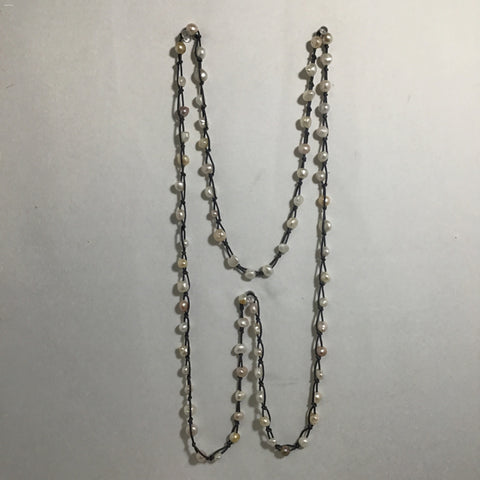 Vintage Off-White & Pink 74-Pearl Necklace