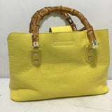 Emma Fox Yellow Leather & Bamboo Handbag