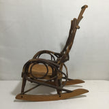 Miniature Doll-Sized Rustic Oak & Hickory Bentwood Adirondack Rocking Chair