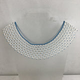 Vintage White & Blue Beaded Net Collar Necklace