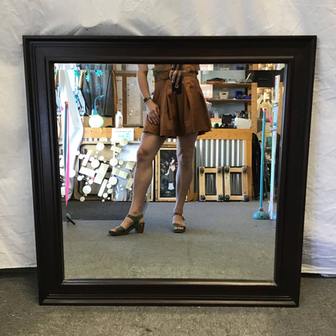 Modern Broyhill Solid Tropical Wood Beveled Glass Mirror
