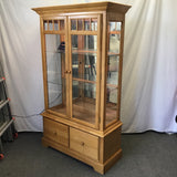 Vintage Craftsman Ashley Solid Tropical Wood Glass-Front China Cabinet