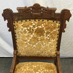 Vintage Eastlake Floral Gold Velvet Burnout Accent Chair