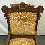 Vintage Eastlake Floral Gold Velvet Burnout Accent Chair