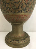 Vintage Floral Etched & Hand Painted Cast Brass Vase