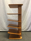 Modern Danish Modern Cherry Veneer 6-Tier Magazine Shelf