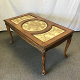 Modern Off-White Resin & Solid Wood Coffee Table