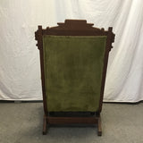 Antique Eastlake Solid Mahogany & Green Velvet Platform Rocking Chair