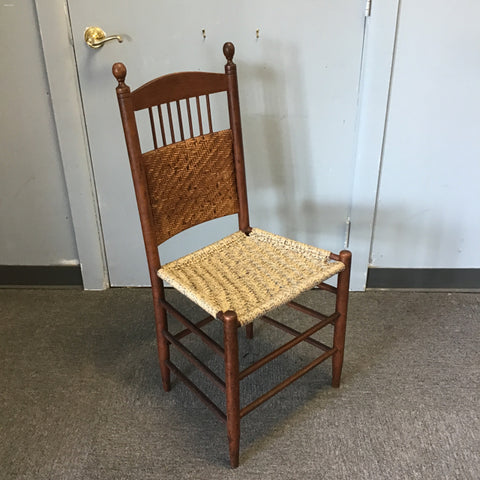 Vintage Dark-Stained Solid Pine Accent Chair