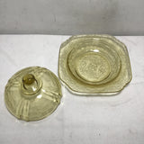 Vintage Federal Glass "Madrid" Yellow Covered Butter/Cheese Dish