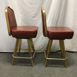 Pair of MCM Gasser Chair Co. Red Counter Height Casino Swivel Bar Stools