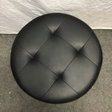 Modern MCM Black Tahari Home Black Vinyl Swivel Ottoman