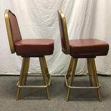 Pair of MCM Gasser Chair Co. Red Counter Height Casino Swivel Bar Stools