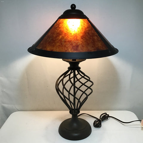 Craftsman Brown Metal Spiral & Mica Table Lamp