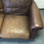 Modern Colonial Natuzzi Brown Leather Loveseat