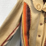 Vintage Earth Brown Leather & Multicolour Fabric Jacket