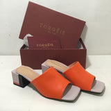 Torgeis Orange Colourblock "Batflow" Mule Wedge Sandals