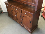 2pc Vintage Craftsman Solid Pine Buffet & Hutch