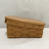 2001 Longaberger Square Woven Solid Maple Lidded Basket