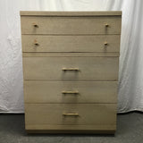 Vintage MCM Tan-Painted Walnut Veneer 5-Drawer Chest of Drawer
