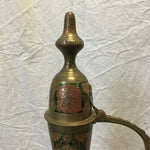 Decorative Hand Painted Floral Brass Turkish Coffee Pot