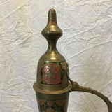 Decorative Hand Painted Floral Brass Turkish Coffee Pot