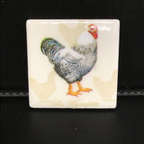 Susan Sitaraman Single Chicken Decoupage On White Tile Magnet