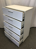 Modern White Laminate 5-Drawer Chest of Drawers