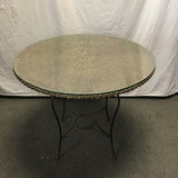 Modern Wicker & Black Metal Glass-Top Cafe Dining Table