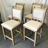 Set of 4 Contemporary Linin "Emmy" Upholstered Counter Stools