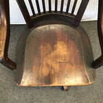 Vintage Solid Black Walnut Rolling Banker's Office Chair