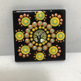 Susan Sitaraman Single Hand Painted Mandala On Black Tile Magnet