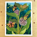 Rachel Feirman "Monarch Butterfly & Milkweed" 11x14 Digital Art Print